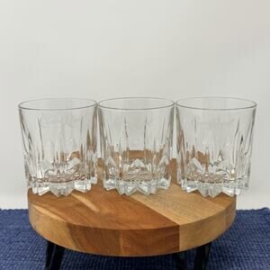 Set 3 Royal Crystal Rock Italy GALA Cut Crystal Dbl Old Fashioned Glasses 3 5/8"